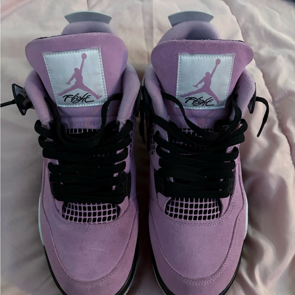 Jordan Women's Lavender Suede Sneakers with Black Accents